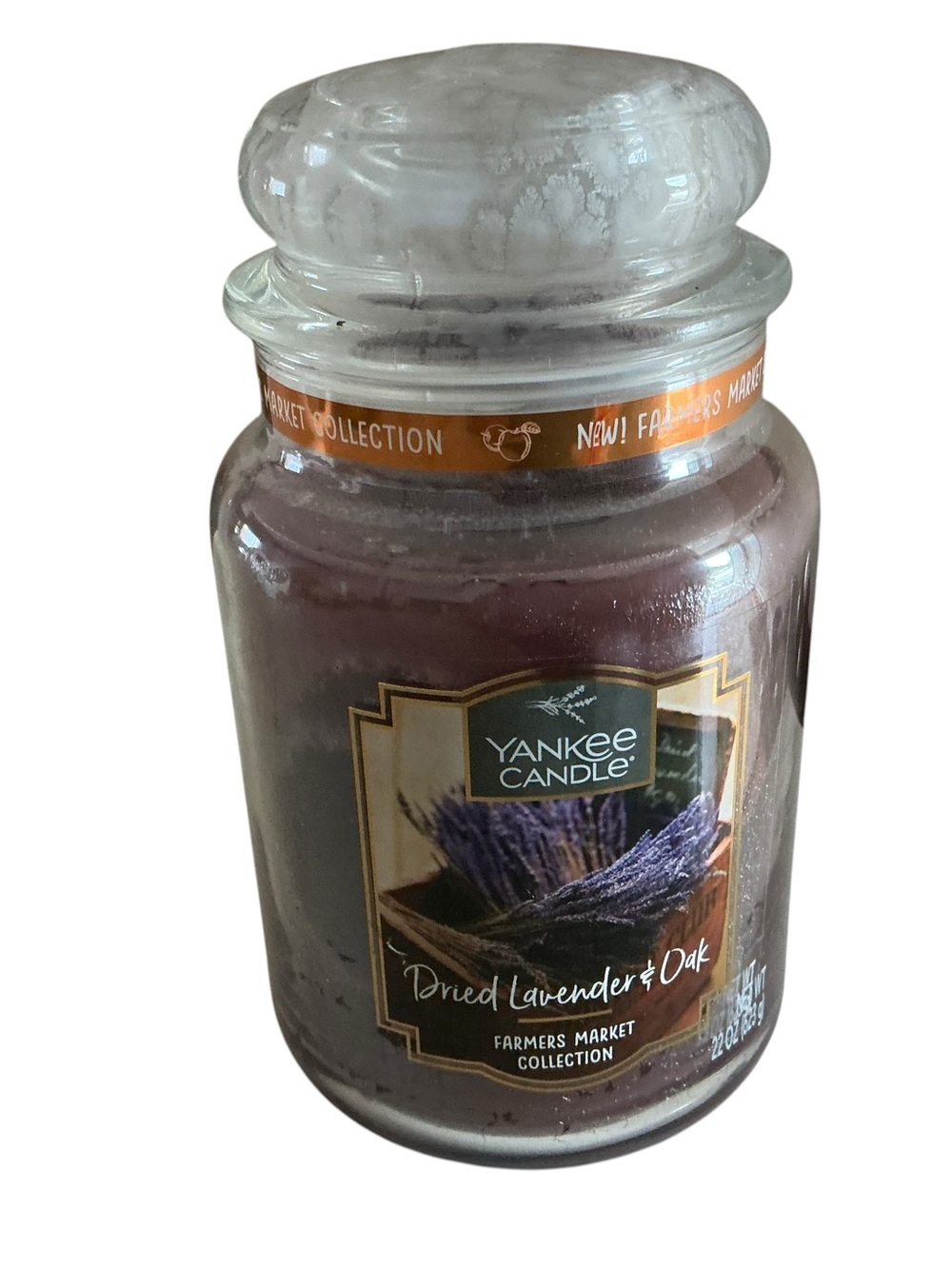 Yankee candle large 22 oz jar Dried lavender and oak candle farmers market